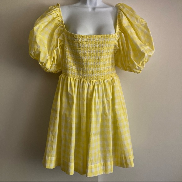 S/W/F Yellow Gingham Check Golden Path Babydoll Style Dress, NWT Sz L - Picture 5 of 16
